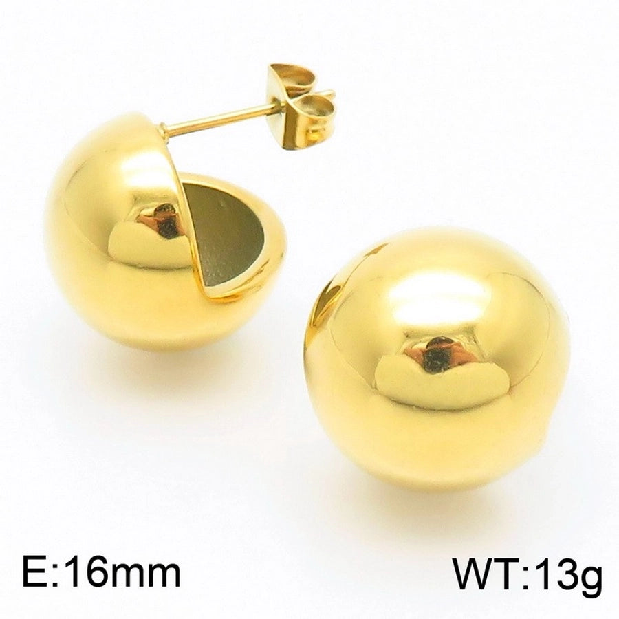 Semicircle Earrings [304 Stainless Steel,18K Gold Plated]