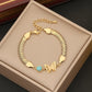 Retro Bohemian Artificial Gemstones Bracelets [304 Stainless Steel,18K Gold Plated]