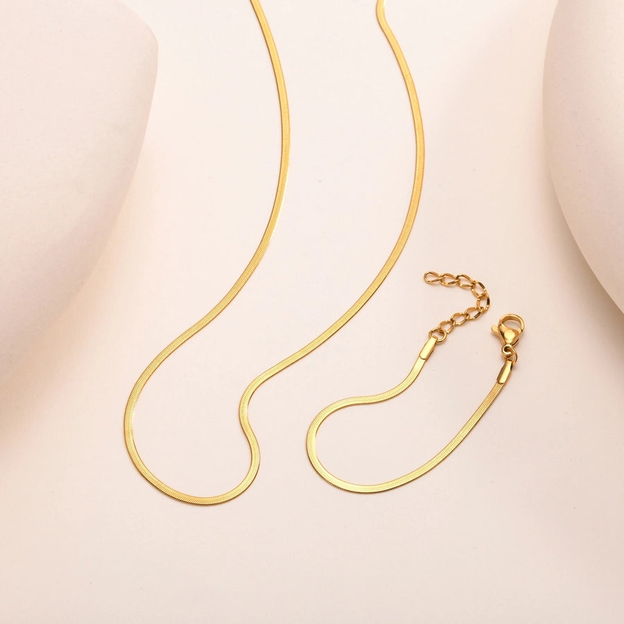 Flat Snake Chain Bracelets/Necklace [304 Stainless Steel,18K Gold Plated]