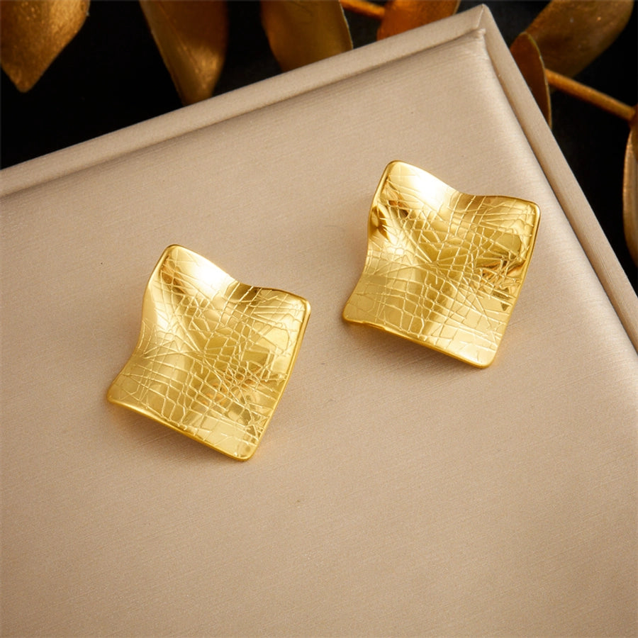 Square Irregular Earrings [304 Stainless Steel,18K Gold Plated]