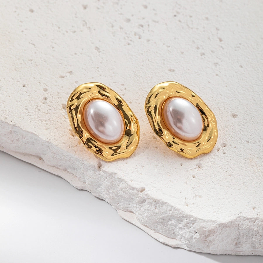 Mix Pearl Designs Earrings [304 Stainless Steel,14K Gold Plated]