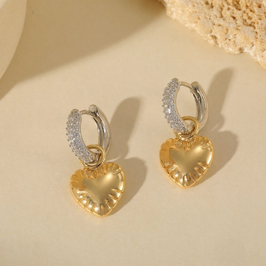 LuxuriousHeart Shape Earrings  [304 Stainless Steel,18K Gold Plated]