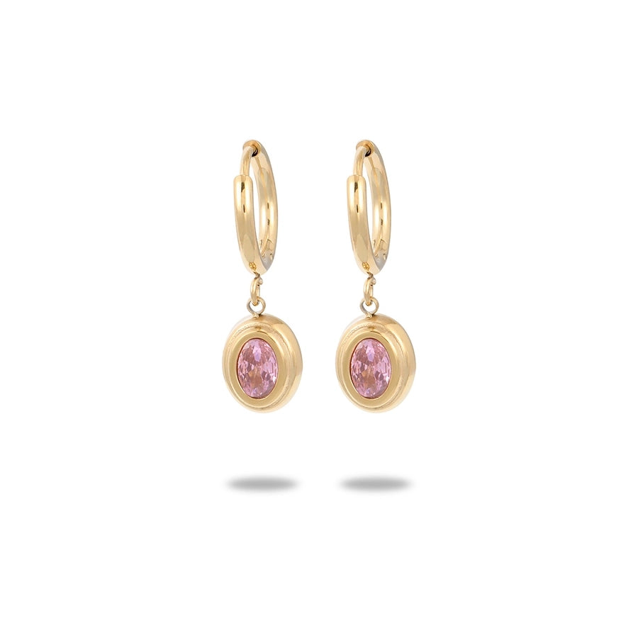 Colorful Zircon Drop Earrings [304 Stainless Steel,18K Gold Plated]