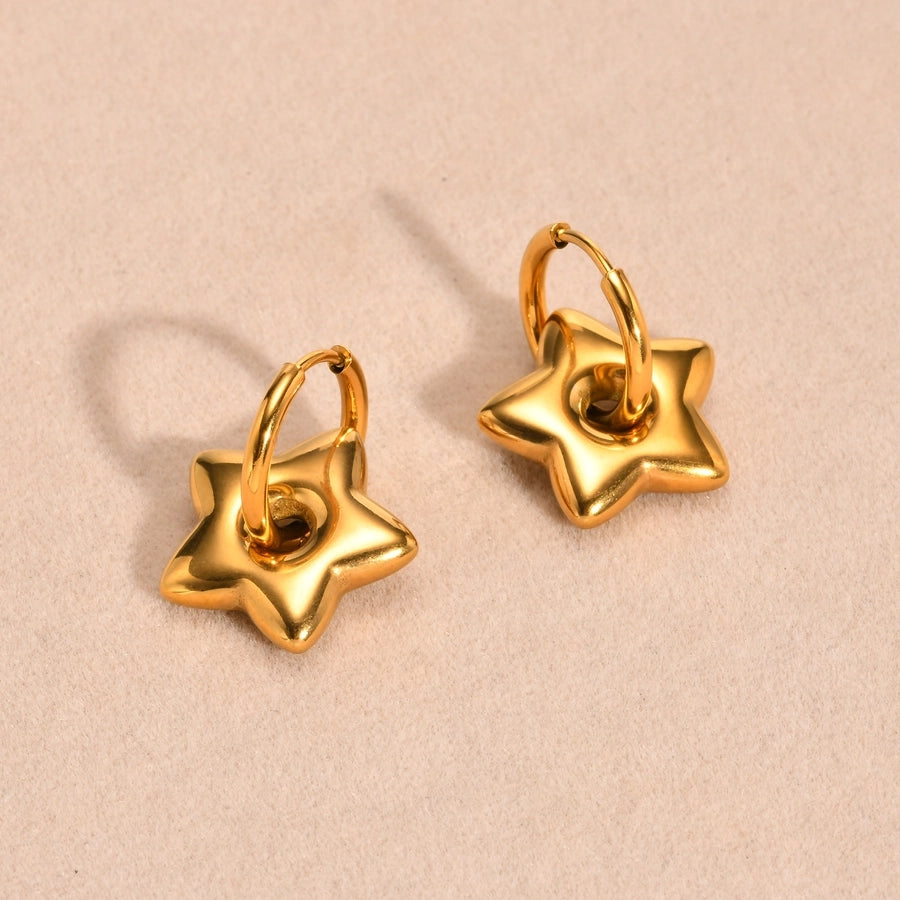 Star Moon Heart Shape Drop Earrings [201 Stainless Steel]