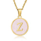 Round Letter Necklace [304 Stainless Steel,18K Gold Plated]