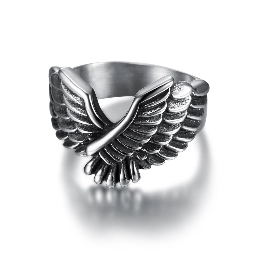 retro eagle stainless steel men's rings