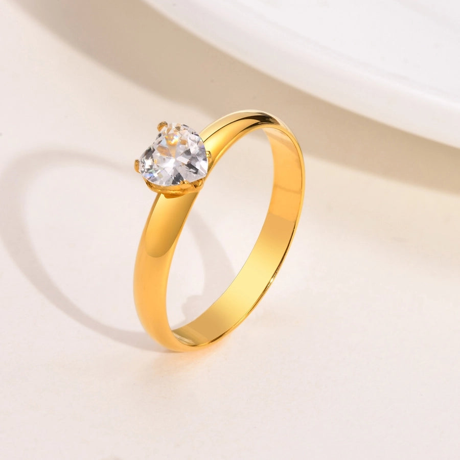 Heart Shape Zircon Ring [201 Stainless Steel]