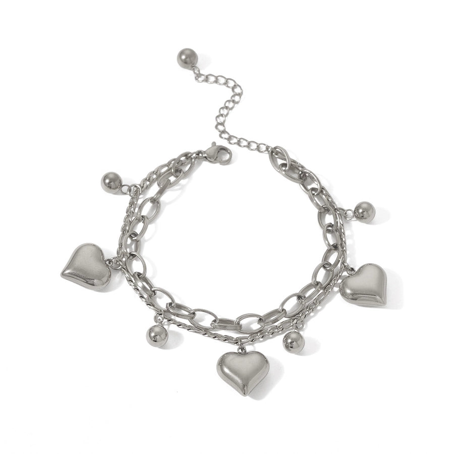 Round Heart Shape Bracelet [304 Stainless Steel,18K Gold Plated]