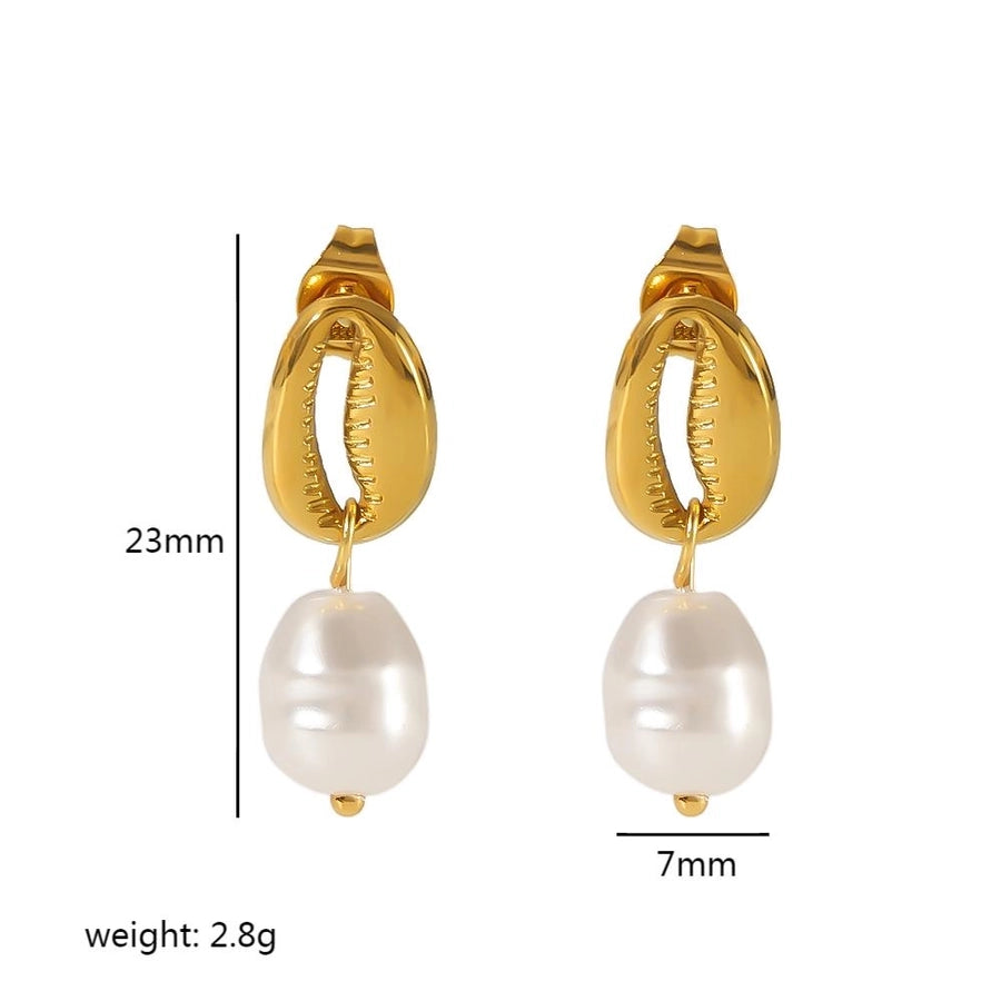 Shell Bracelet/Earrings/Necklace [304 Stainless Steel,18K Gold Plated]