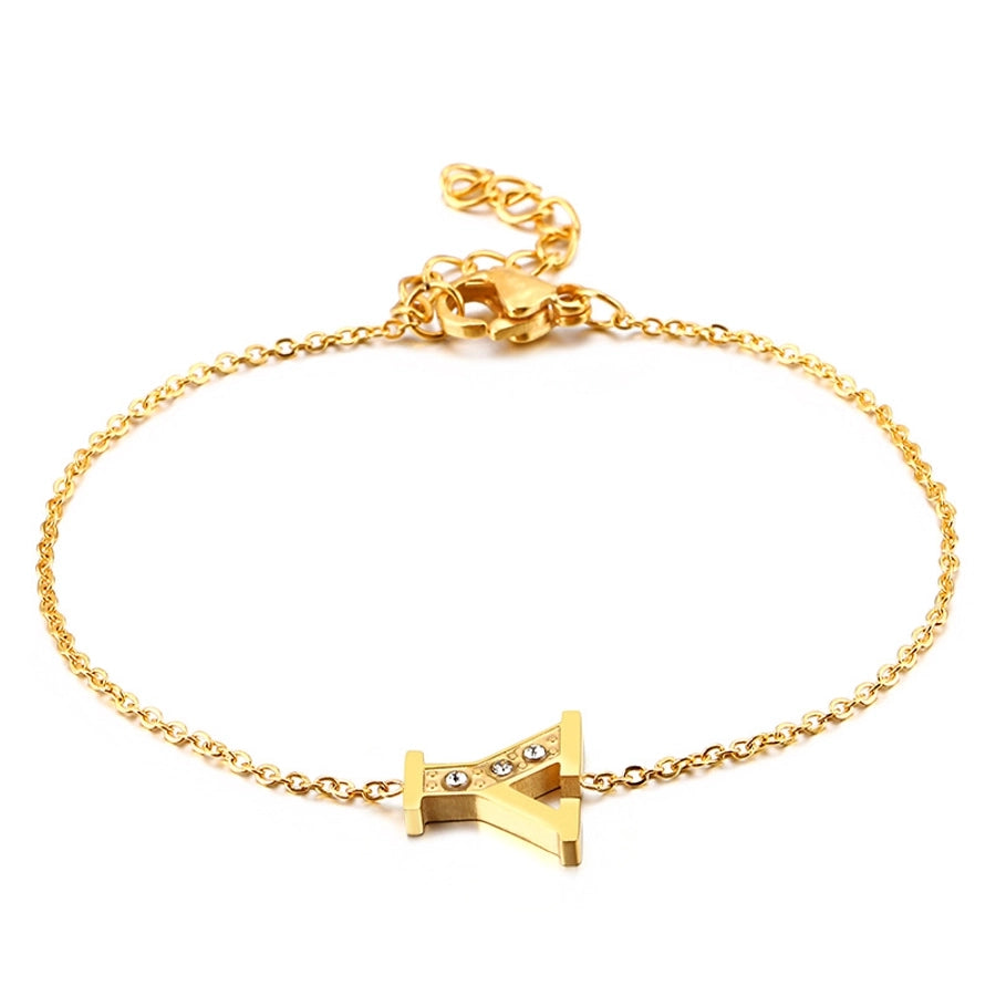 Letter Bracelets [304 Stainless Steel,18K Gold Plated]