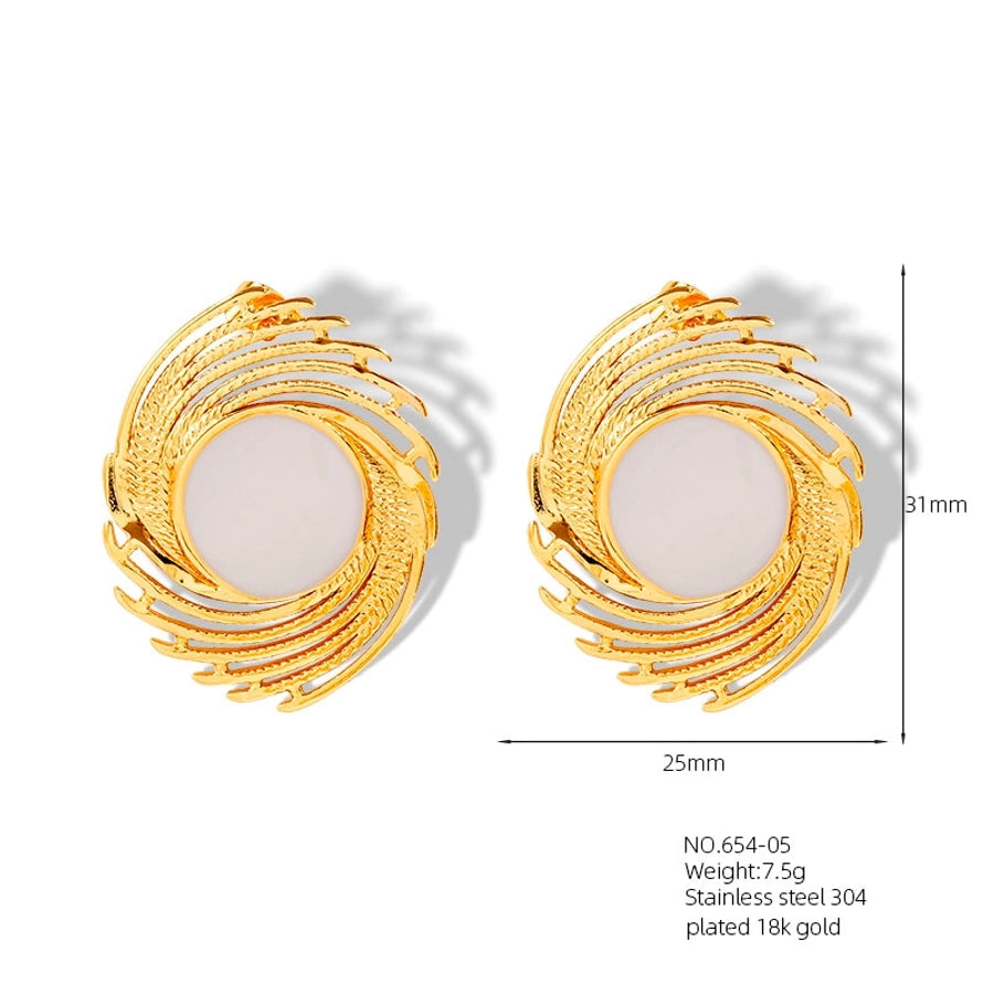 Colored Enamel Earrings [304 Stainless Steel,18K Gold Plated]