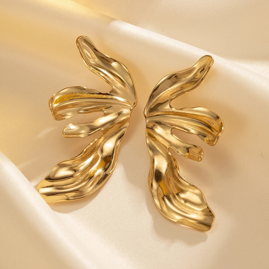 Flower Wings Earrings [304 Stainless Steel,18K Gold Plated]