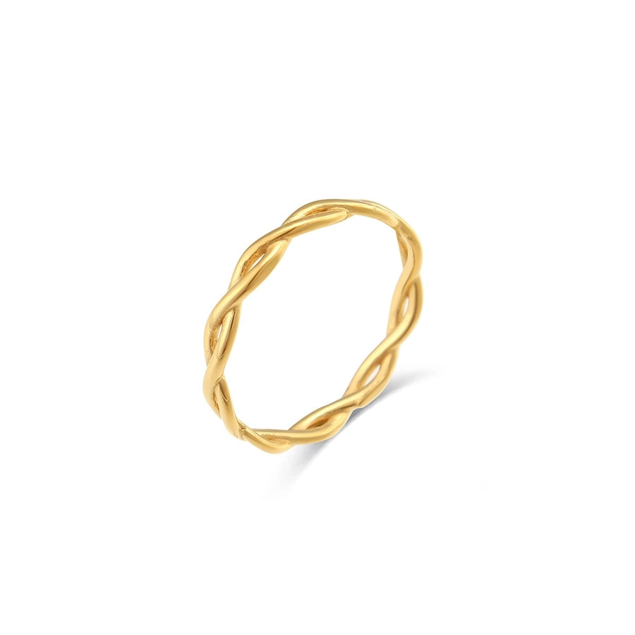 Twist Band Ring [304 Stainless Steel, 18K Gold Plated]