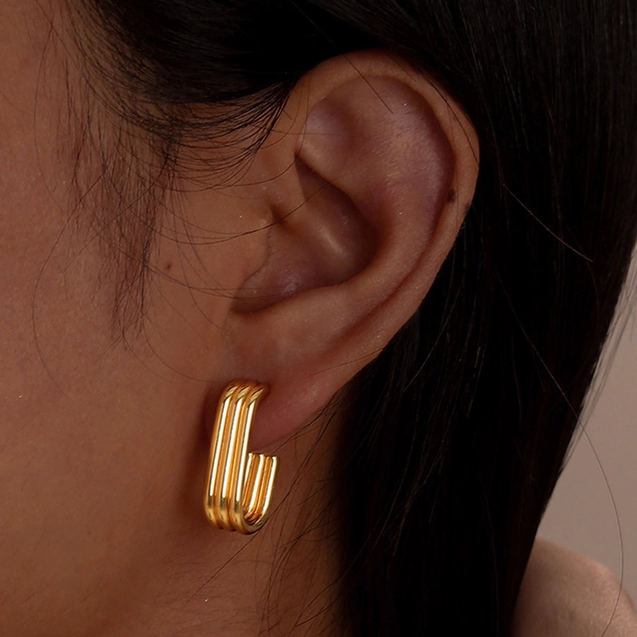 Lines Earrings [201 Stainless Steel,18K Gold Plated]