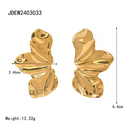 Brincos de pétalas [304 aço inoxidável, peito de ouro de 18k]