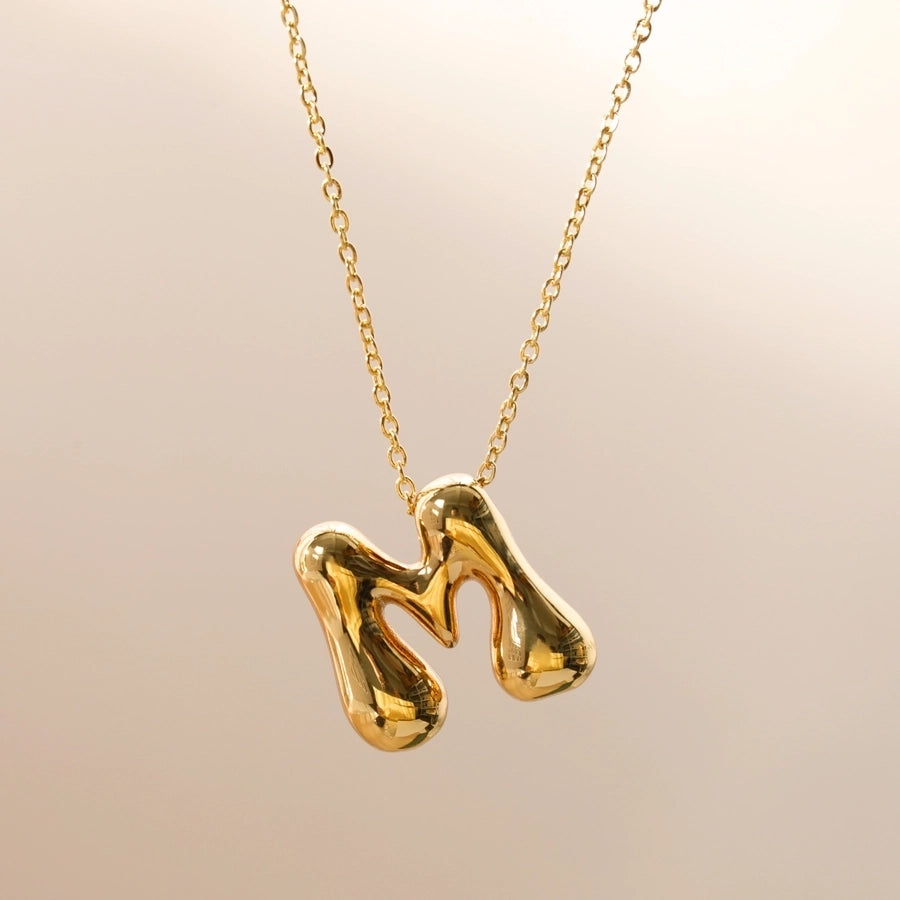 Letter Chain Pendant Necklace [304 Stainless Steel,18K Gold Plated]