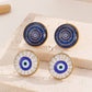 Blue Round Eye Resin Ear Studs [304 Stainless Steel]