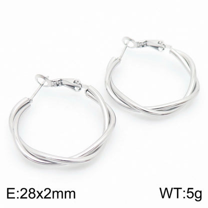 Medium Twist Hoop Earrings [304 Stainless Steel,18K Gold Plated]