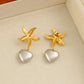 Starfish Heart Shape Drop Earrings [304,316 Stainless Steel,18K Gold Plated]