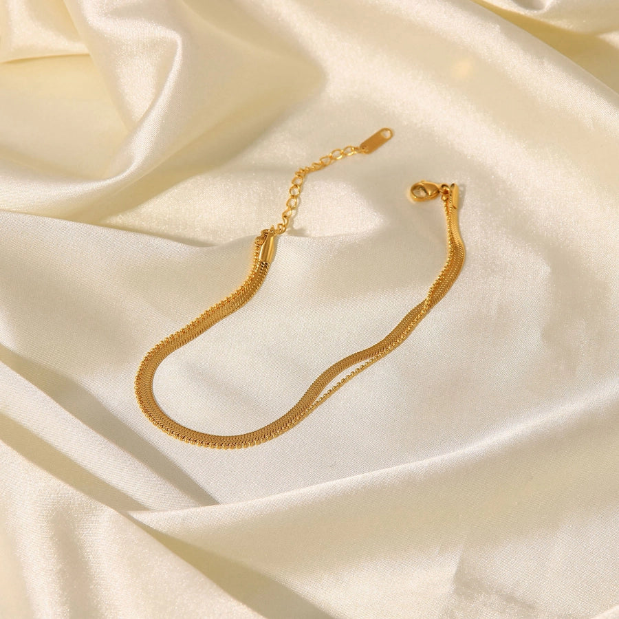 Snake Bone Layered Anklet [Stainless Steel, 18K Gold Plated]