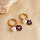 Flower Enamel Pearl [201 Stainless Steel,18K Gold Plated]