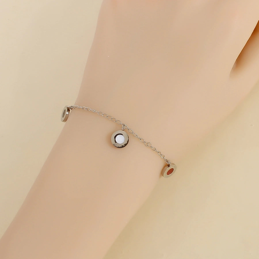 Round Clover Bracelet [304 Stainless Steel,18K Gold Plated]