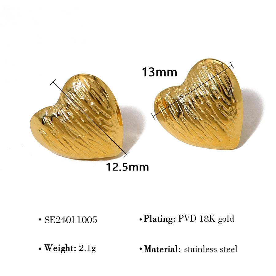 Heart Shape Earrings [304 Stainless Steel,18K Gold Plated]