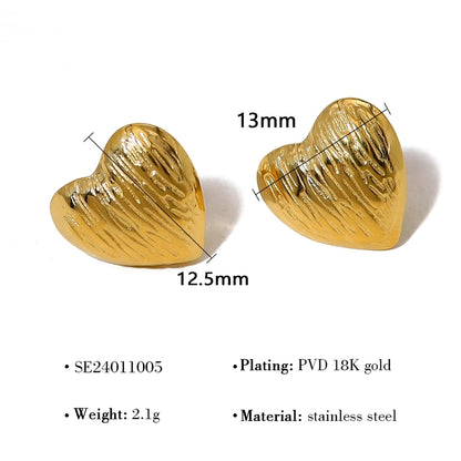 Heart Shape Earrings [304 Stainless Steel,18K Gold Plated]