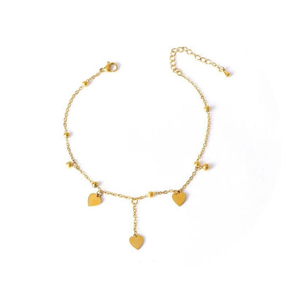 Heart Shape Anklet [304 Stainless Steel, 18K Gold Plated]