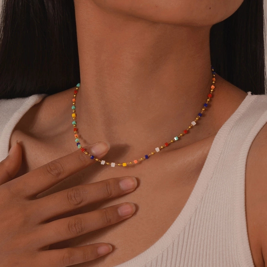 Colorful Beads Necklace/Bracelets [201 Stainless Steel]