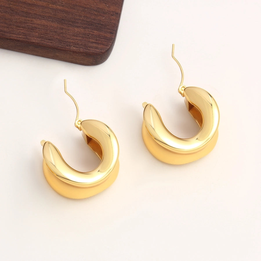 Thick Hoop Earrings [304 Stainless Steel,18K Gold Plated]