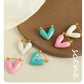 Heart Shape Polishing Enamel Earrings [304 Stainless Steel,18K Gold Plated]