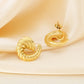 Vintage Style Horn Pattern Earrings [304 Stainless Steel, 18K Gold Plated]