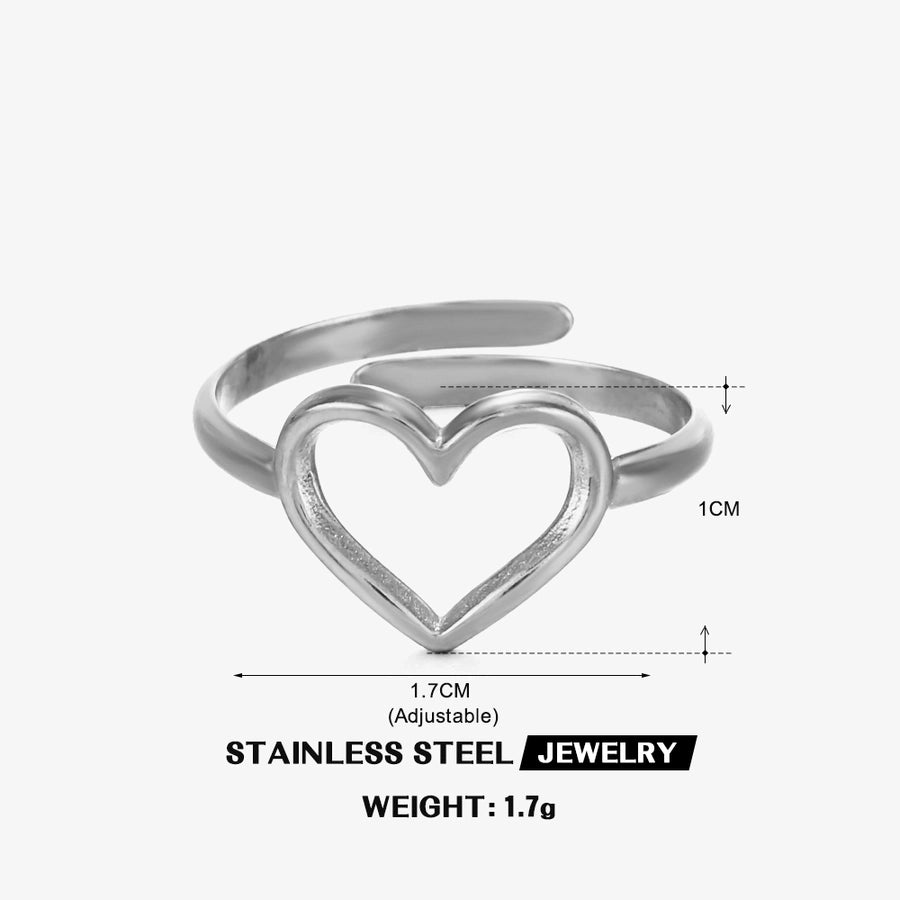 Heart Shape Open Ring [304 Stainless Steel 18K Gold Plated]