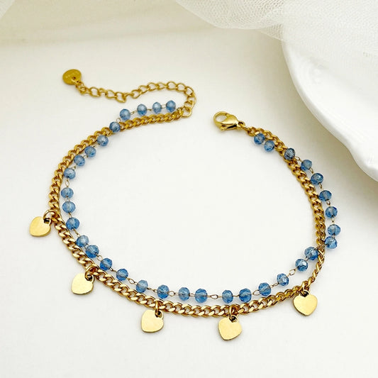 Hartvorm Blue Crystal Anklet [304 roestvrij staal]