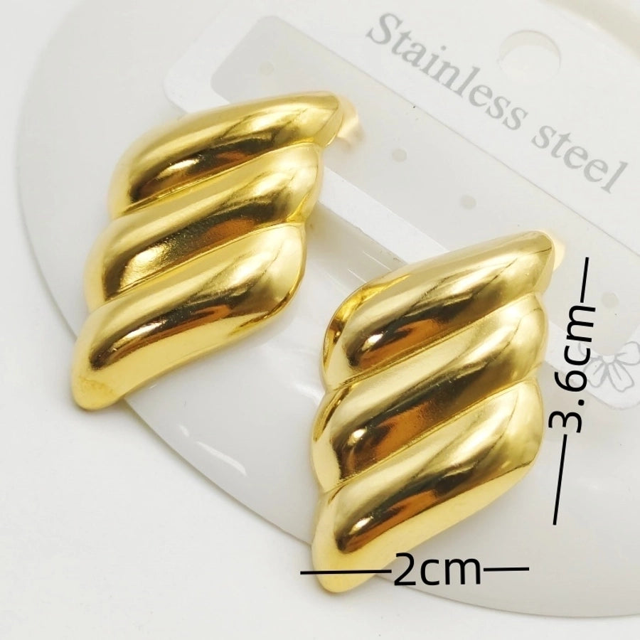 Mix Design Earrings [304 Stainless Steel,18K Gold Plated]