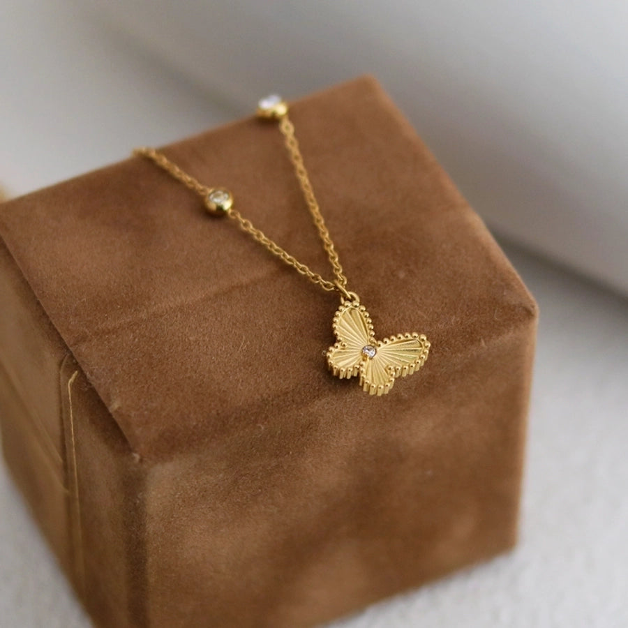 Hanging Butterfly Bracelet/Necklace [304 Stainless Steel,18K Gold Plated]