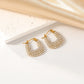 Square Hoop Pearl Earrings [304 Stainless Steel,18K Gold Plated]