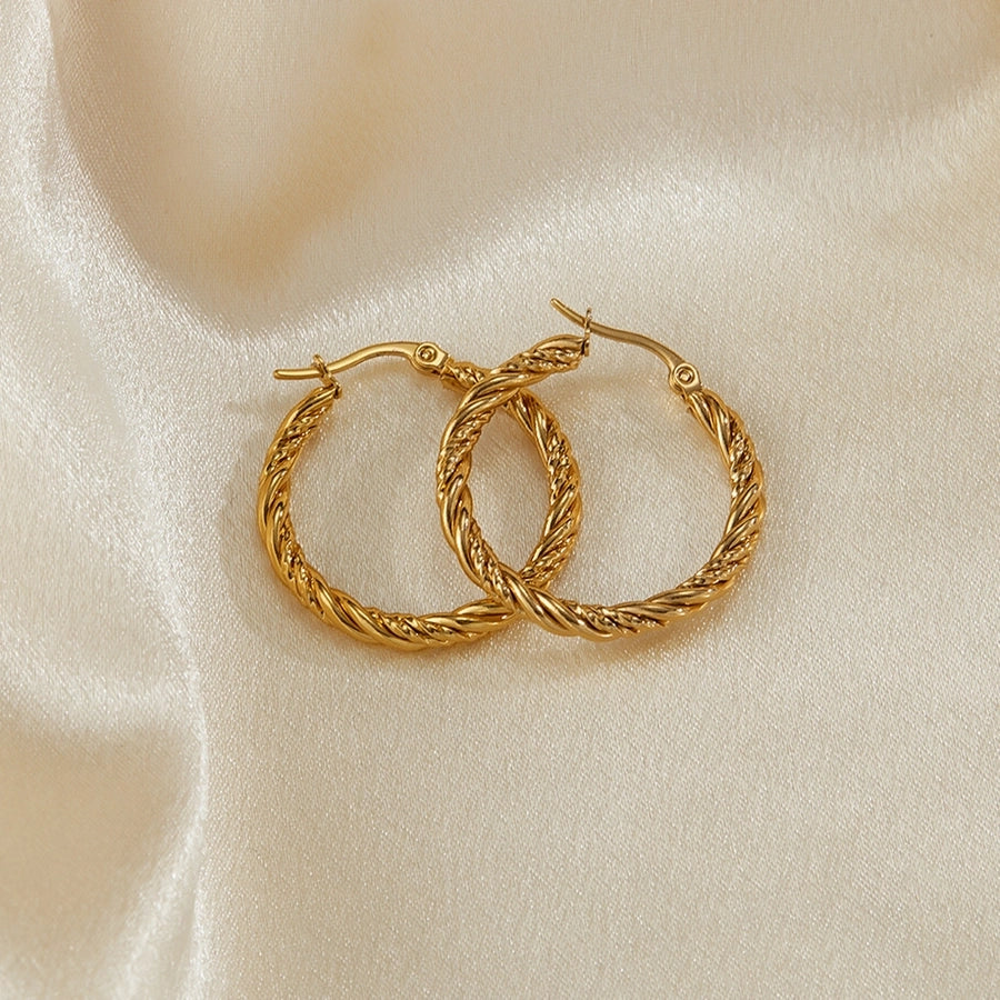 Twist Hoop Earrings [304 Stainless Steel]