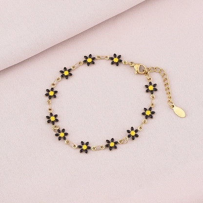 Bracciale di fiori di base [acciaio inossidabile 304, oro 18K placcato]