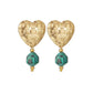 Round Beaded Heart Earrings [304 Stainless Steel, 14K Gold Plated]