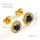 Glam Sun Water Droplets  Rhinestones Earrings [Stainless Steel,18K Gold Plated]