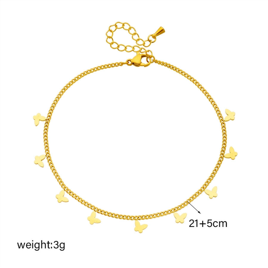 Butterfly Anklet [304 Stainless Steel, 18K Gold Plated]