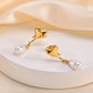 Water Droplets Heart Shape Earrings [304 Stainless Steel,18K Gold Plated]