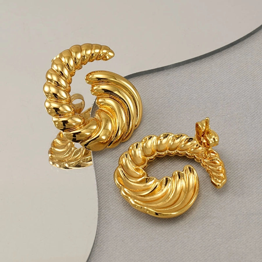 Swirl Croissant Polishing Ear Studs [304 roestvrij staal, 18K vergulde goud]