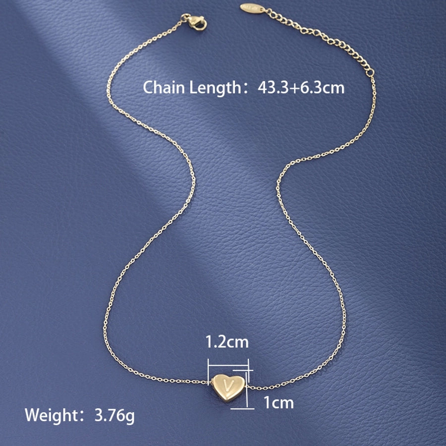 Collier de forme de coeur LETTER [304 en acier inoxydable, 18 km plaqués à l'or]