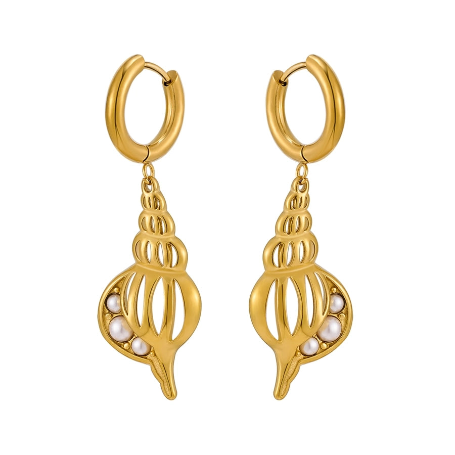 Conch Shell Drop Earrings [316 Stainless Steel,18K Gold Plated]