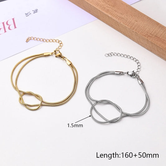 Bracciale a nodo semplice [acciaio inossidabile 304, oro 18K placcato]