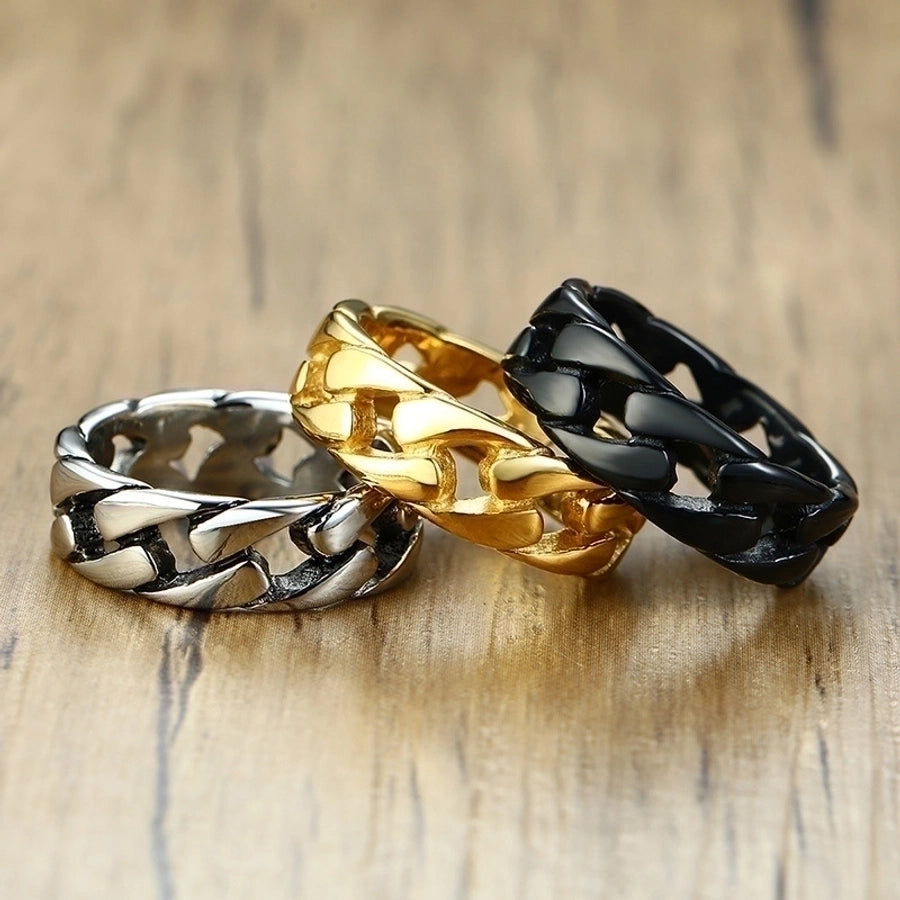 fashion geometric titanium steel plating men's rings