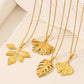 Leaves Pendant Necklace [304 Stainless Steel,18K Gold Plated]